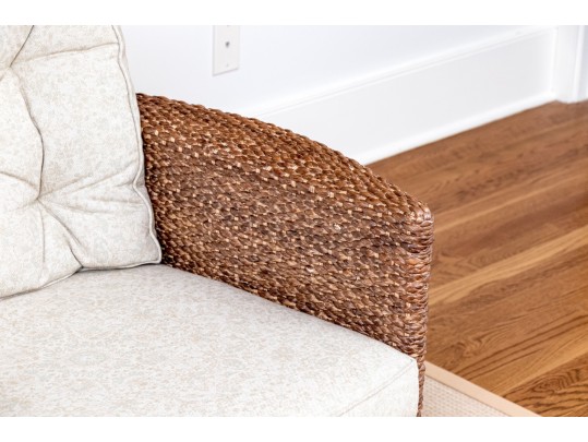 Pair Of Nancy Corzine Furniture Rattan Woven Accent Armchairs