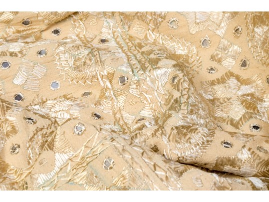 An Intricatley Embroidered And Embellished Saree-Style Table Covering