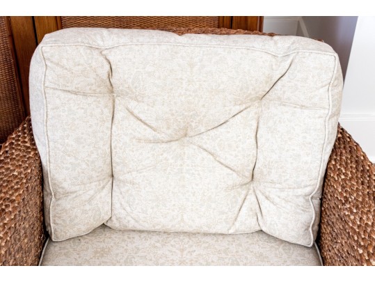 Pair Of Nancy Corzine Furniture Rattan Woven Accent Armchairs