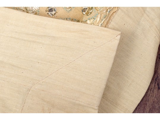 An Intricatley Embroidered And Embellished Saree-Style Table Covering