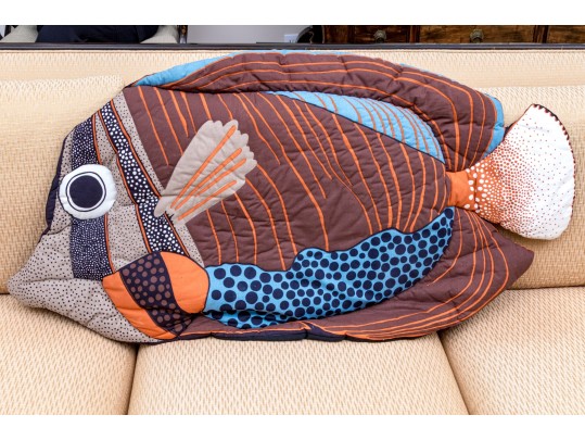 Vintage Fish Form Floor Mat Or Hanging - Quilted