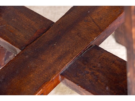 Antique Small Dark-Stained Fruitwood Accent Table