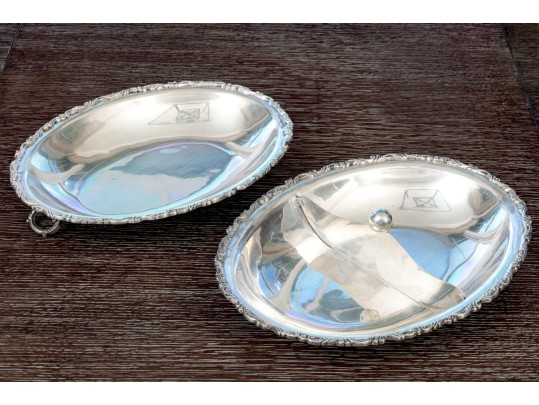 Mexican Sterling Silver Lidded Oval Serving Bowl, 43.6 Ozt.