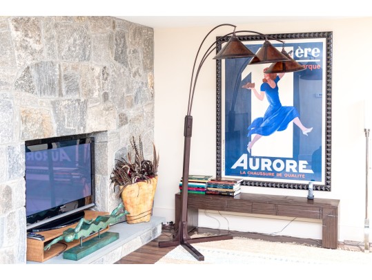 Vintage Arc Floor Lamp With Three Lights And Three Shades