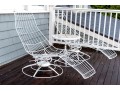Outdoor Banana Lounge Chairs And Side Table, Likely Homecrest 