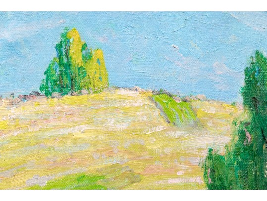 Gilt Framed Oil On Canvas, Cottage In The Woods