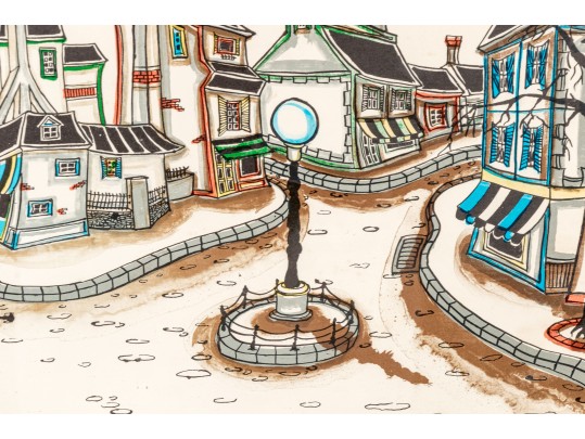 Jacquest ,Pencil Signed Ltd Ed Print, Surrealist Rural Town