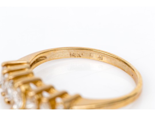 14k Yellow Gold Marquise Diamond Band Ring, App. 0.25 TCW, Size 5