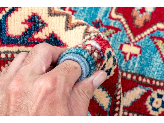 Hand-knotted Wool Kazak Accent Carpet, 3'-8