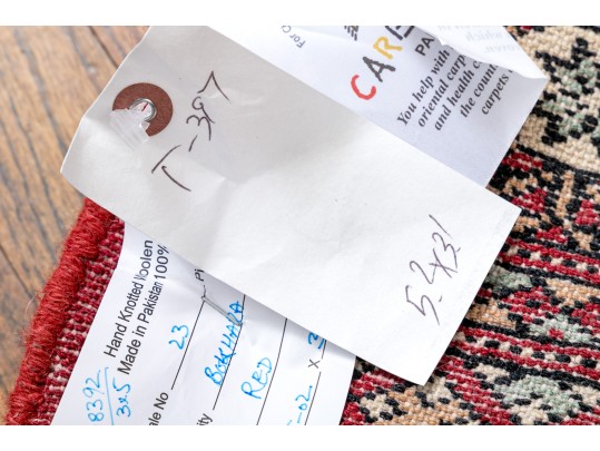 Hand Knotted Wool Pakistan Bokara Mat, 3'-1