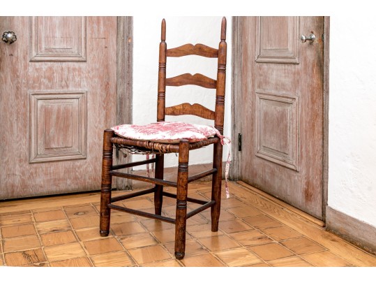 New England Maple Queen Anne Ladder Back Side Chair, 18th Century