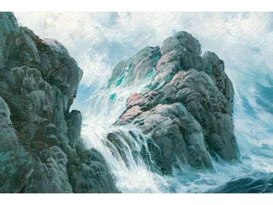 Sue Parkhill (Australia, 20th C.) Oil On Canvas, Wild Seascape