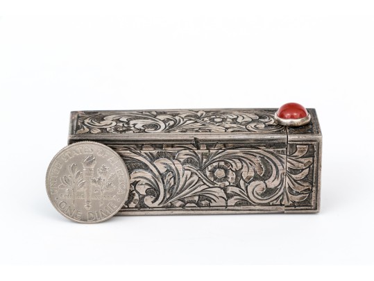 800 Italian Silver Lipstick Case    1.20 Troy Ozs. 
