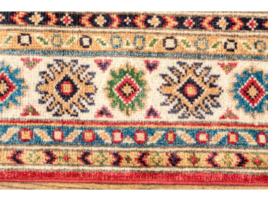 Hand Knotted Wool Pakistan Kazak Mat, 3'-4