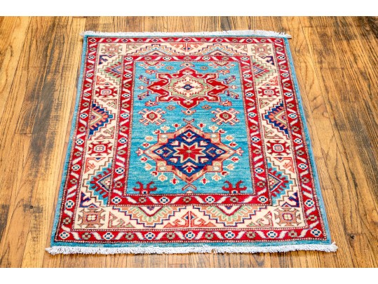 Hand-knotted Wool Kazak Accent Carpet, 3'-8