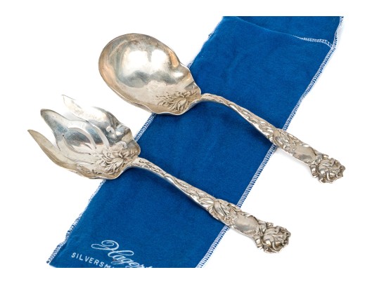 Pair Of Antique Sterling Silver Serving Fork And Spoon    7.860 Troy Ozs.