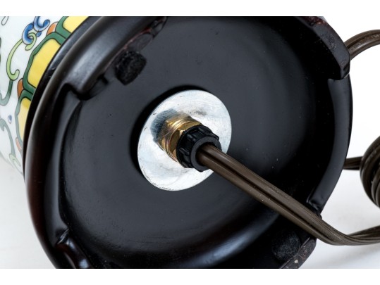 Pair Of Chinese Famille Verte Style Porcelain Table Lamps