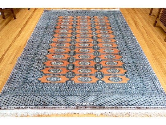 Signed Quality Hand-Knotted Wool Bokhara-Style Carpet, 9'-3 1/2