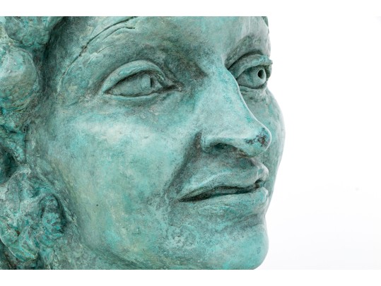 Painted Bronze Bust In The Manner Of Jacob Epstein (American-British, 1880-1959) 