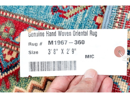 Hand-knotted Wool Kazak Accent Carpet, 3'-8