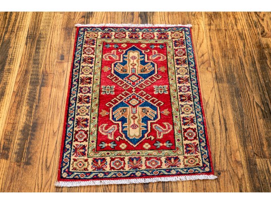 Hand Knotted Wool Pakistan Kazak Mat, 2' X 3', New