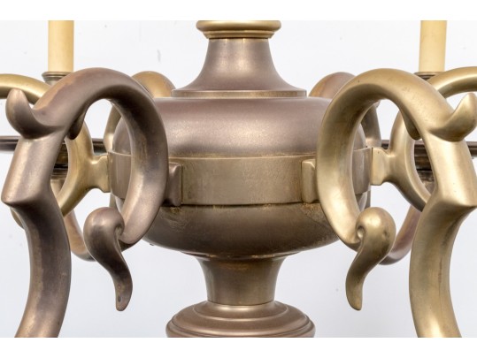 Substantial Brass Six Light Chandelier
