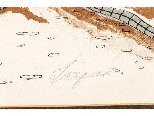 Jacquest ,Pencil Signed Ltd Ed Print, Surrealist Rural Town