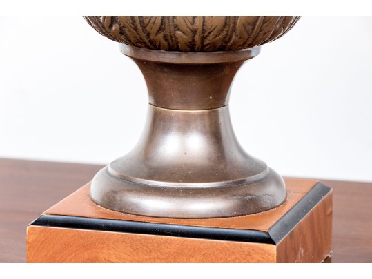 Pair Of Classic Brass Garniture Urns On Square Bases