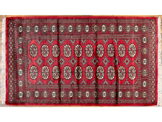 Hand Knotted Wool Pakistan Bokara Mat, 3'-1