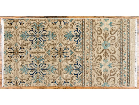 Hand Knotted Wool Pakistan Kazak Mat, 1'-8