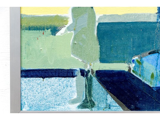 Expressionist Style Oil On Canvas, Figural Cityscape