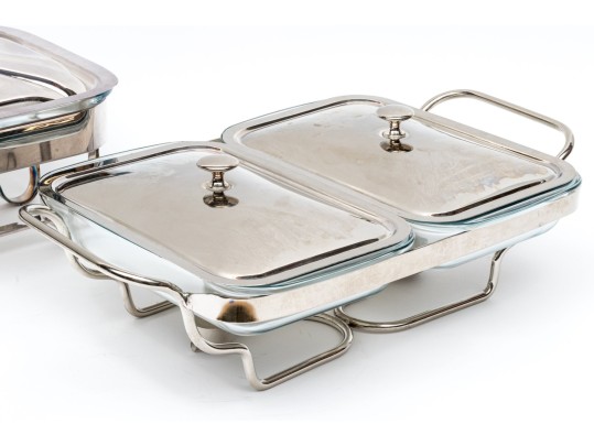 Set Of Two Stainless Chafing Dishes 