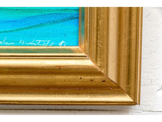 Signed Gilt Framed Oil On Canvas, Bright Regatta