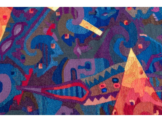 Hand Woven Post Modern Wool Tapestry, 6'-2