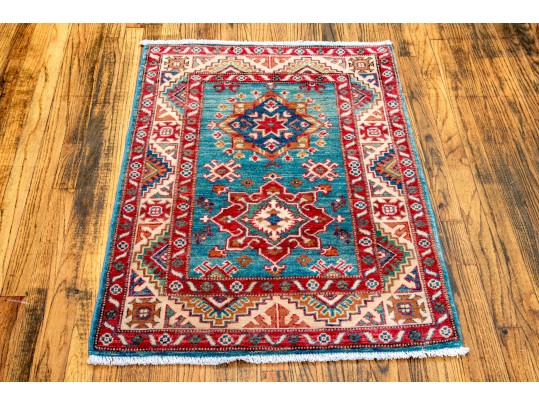 Hand Knotted Wool Pakistan Kazak, 3'-10
