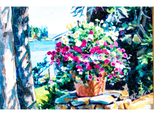 Heather Hedin Peacock (American, 20th-21st C.) Two Acrylics On Board, Floral Compositions