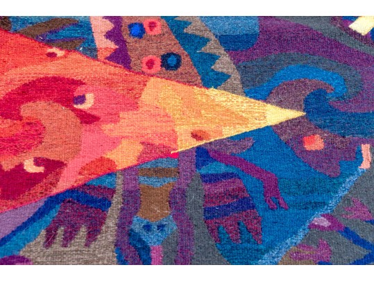 Hand Woven Post Modern Wool Tapestry, 6'-2