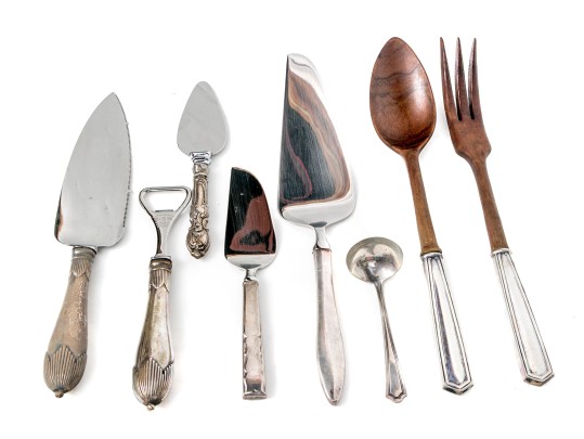 Collection Of Eight Sterling And Silver Handed Serving Pieces