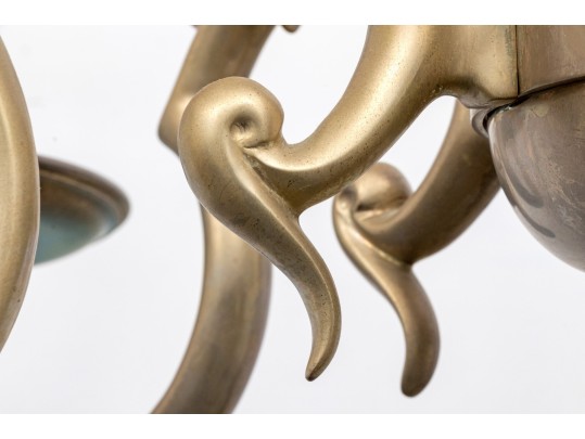 Substantial Brass Six Light Chandelier