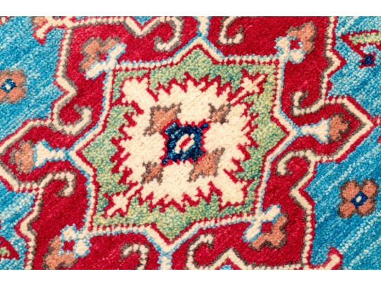 Hand-knotted Wool Kazak Accent Carpet, 3'-8