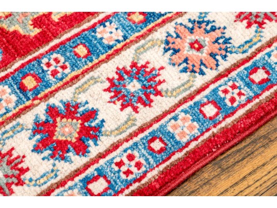 Hand-knotted Wool Pakistan Kazak Runner, 6'-5