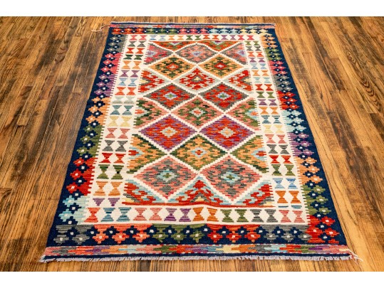 Hand Woven Wool Pakistan Kilim, 3'-11