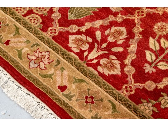 Hand Knotted Wool Indian Carpet, 10’ X 8’