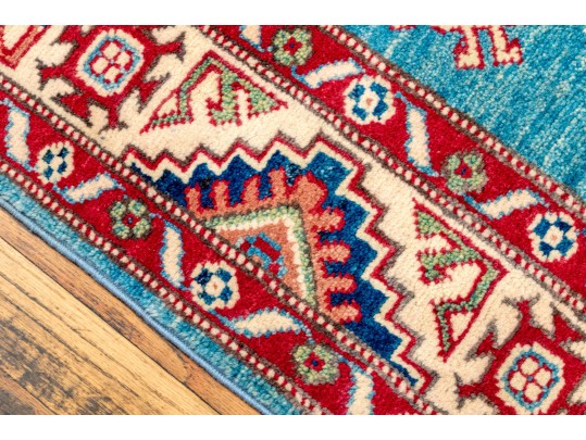 Hand-knotted Wool Kazak Accent Carpet, 3'-8