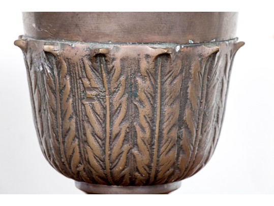 Pair Of Classic Brass Garniture Urns On Square Bases