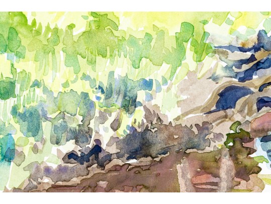 William L. Drake (1929-2019) Watercolor On Paper - Riverside Landscape