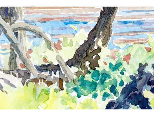 William L. Drake (1929-2019) Watercolor On Paper - Riverside Landscape