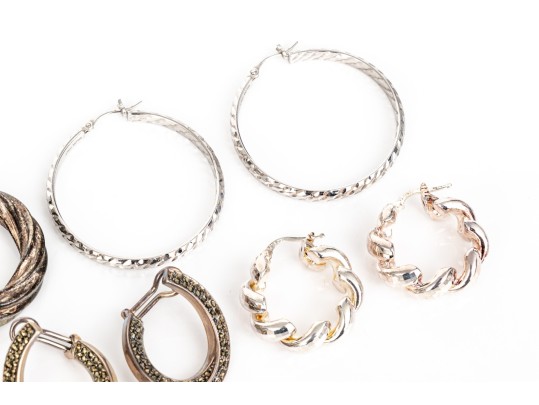 Five Sterling Silver Hoop Earrings, 1.630 Ozt.