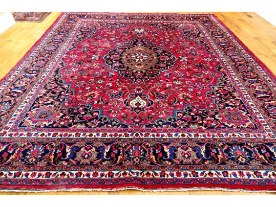 Vibrant Hand-Knotted Persian Wool Area Rug, 11'9