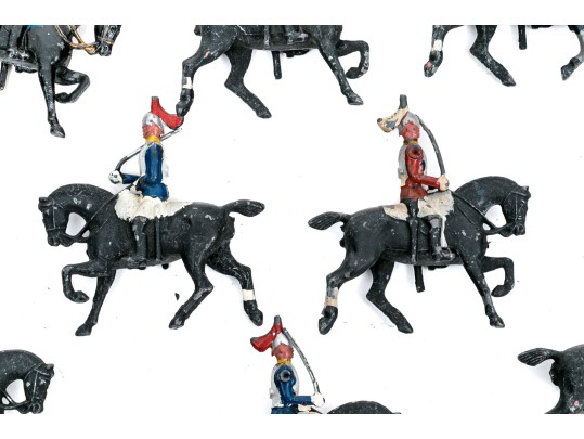 Collection Of Ten Hand-Painted Lead Soldiers Mounted On Horseback